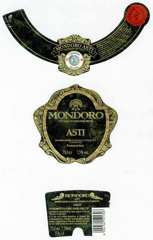 Этикетка на вино Мондоро АСТИ